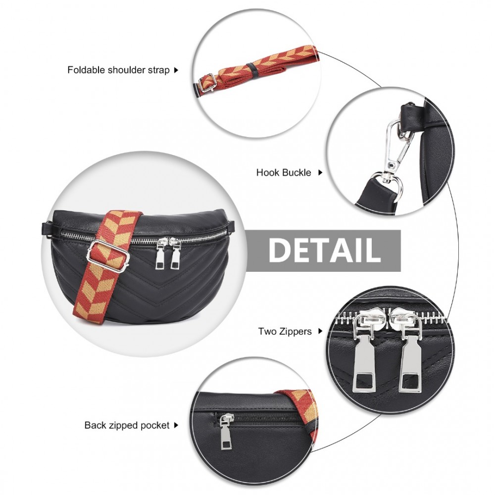 Miss Lulu dámska crossbody ľadvinka LB2307 BK LB2307-BK-(5)-1000x1000